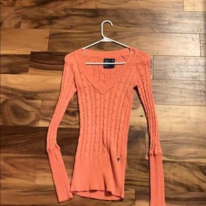 American eagle cable sweater coral